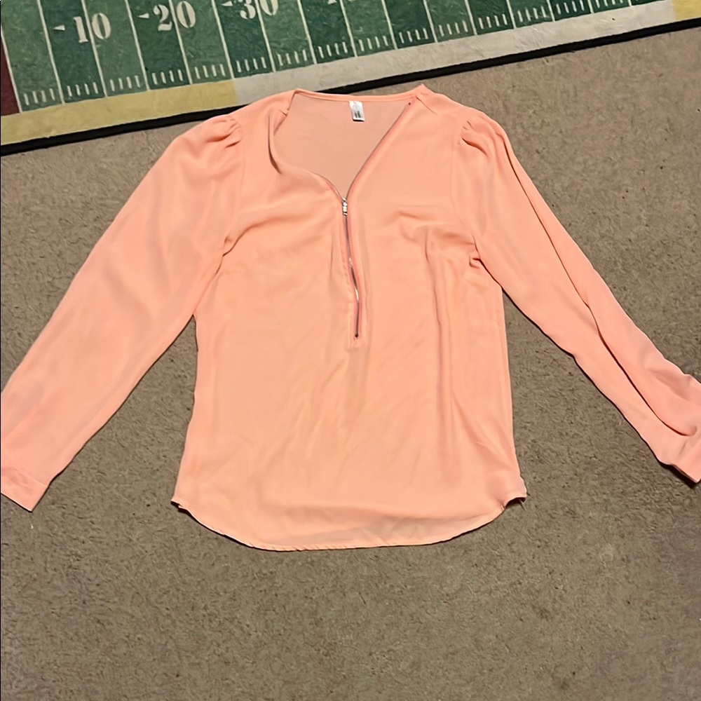 Elegant Peach Long Sleeve Blouse